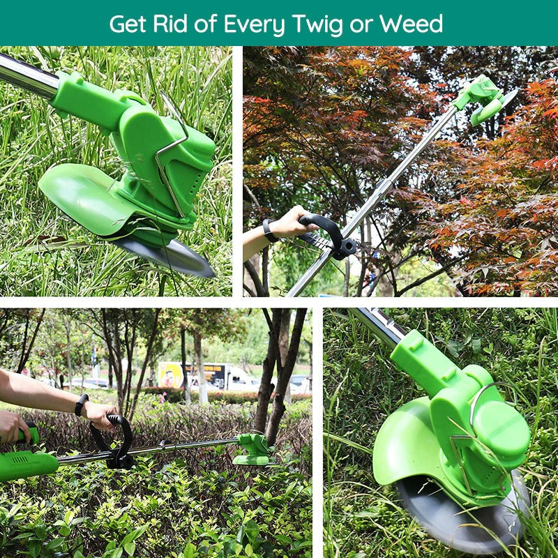 Handheld electric trimmer, great for reaching tricky areas in your garden.