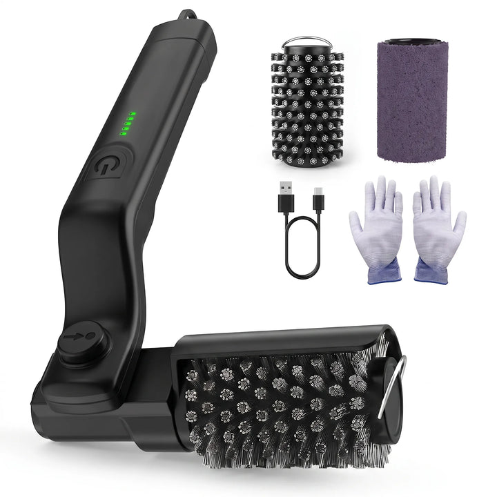 Electric cordless grill brush, perfect for deep BBQ cleaning. Rotary head makes quick work of grime on outdoor grills.