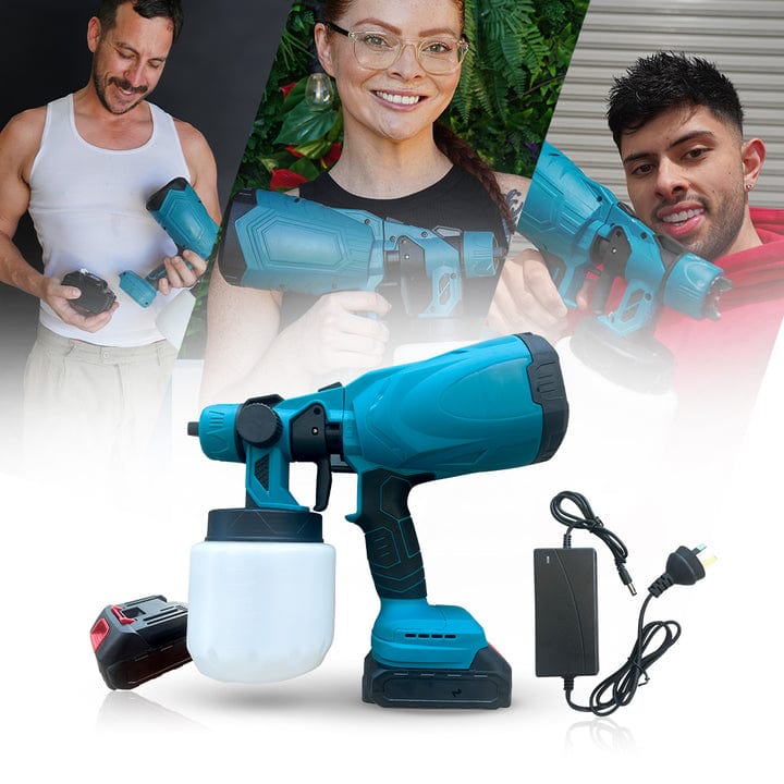Cordless electric paint sprayer, adjustable flow for DIY home painting projects