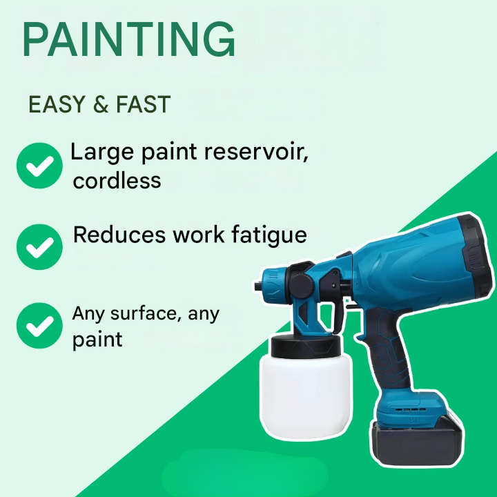 Portable cordless paint sprayer for professional refinishing and fast, easy painting