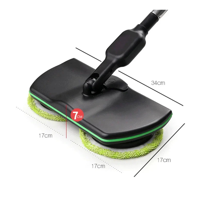 Modern cordless electric spin mop for home floor care. Rechargeable scrubber for deep cleaning hardwood & tile.