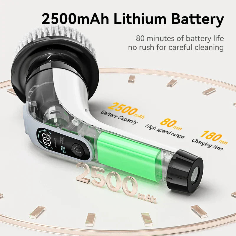 Versatile handheld electric cleaner with various brush heads for deep cleaning tasks