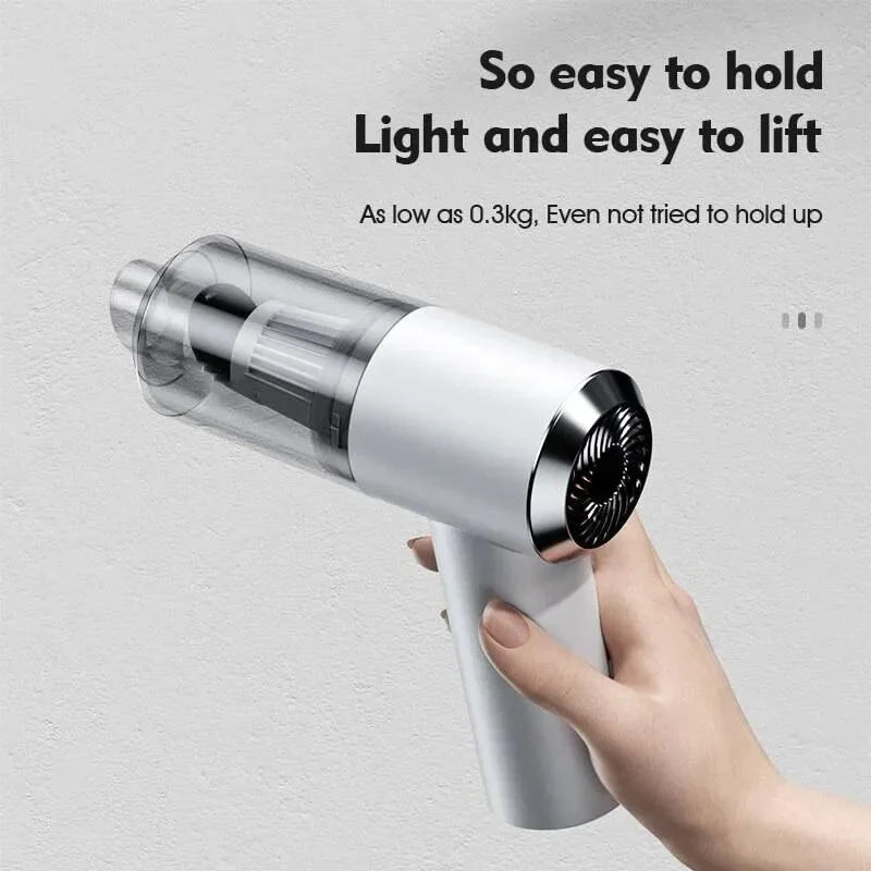 Mini compact cordless car vacuum, perfect for quick and easy interior vehicle cleaning.