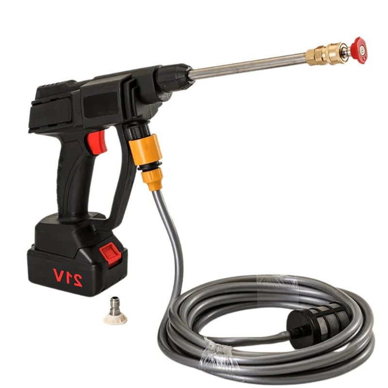 Versatile cordless high pressure washer, great for car wash, patio, and various outdoor cleaning jobs.