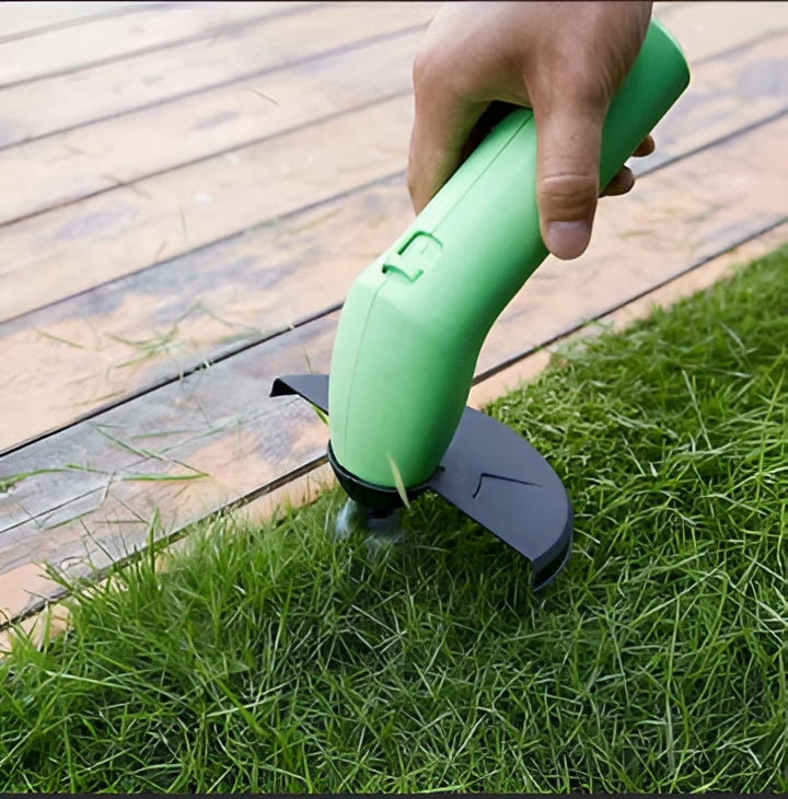 Cordless mini weed trimmer for lawn edging & garden maintenance. Lightweight, portable gardening tool for precise yard care.