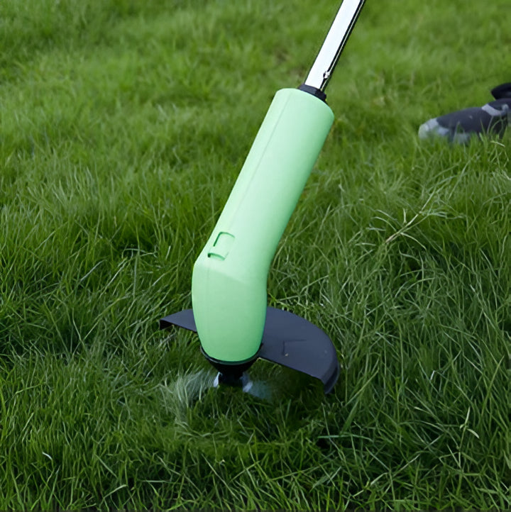 Lightweight cordless mini weed trimmer for easy lawn edging & garden upkeep. Portable outdoor tool for quick yard work.