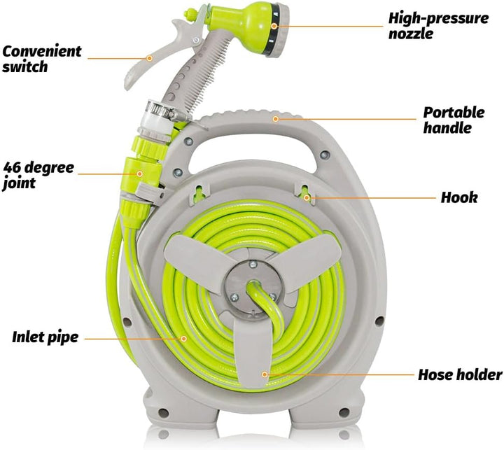 Corvina 15m compact garden hose reel kit, perfect for watering plants & outdoor tasks