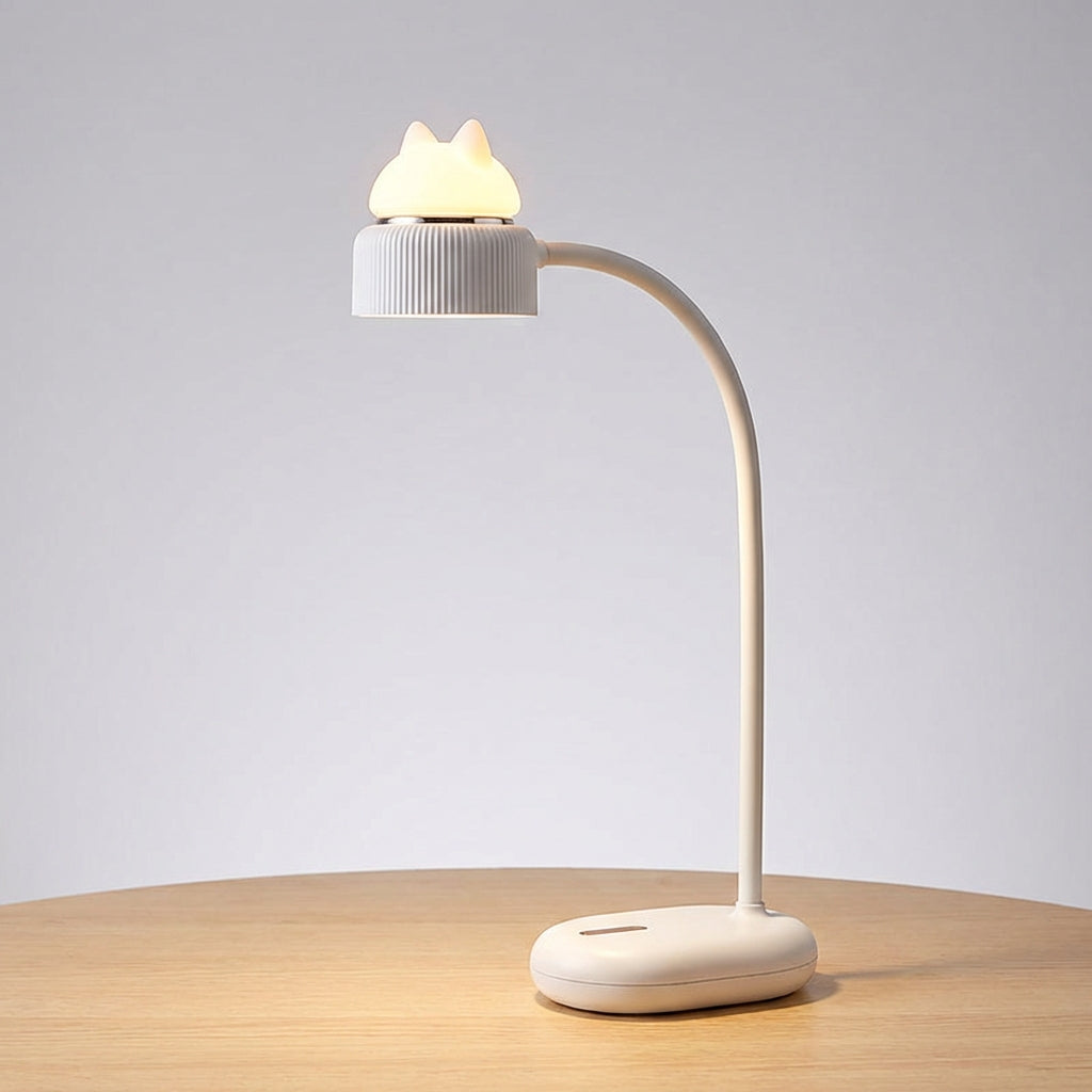 Softly lit Cosypaw cat nightlight, USB rechargeable, designed for safe and soothing bedtime.