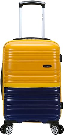 Cotton Candy hardside carry-on travel bag with double spinner wheels, ensuring smooth mobility.