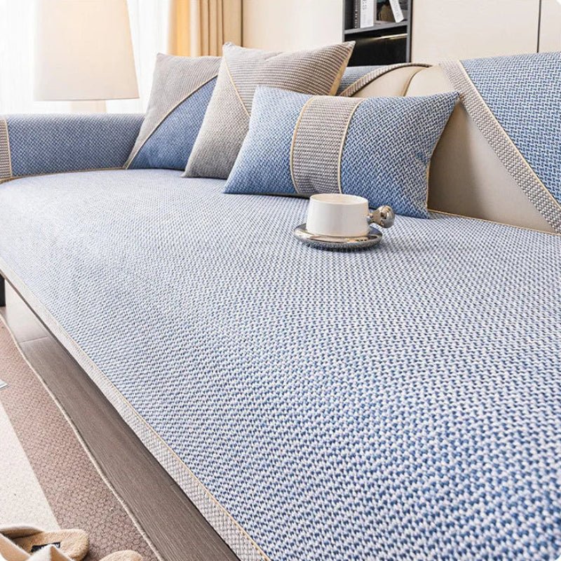 Textured cotton-linen sofa throw, non-slip, stylish, and perfect home decor for any couch.