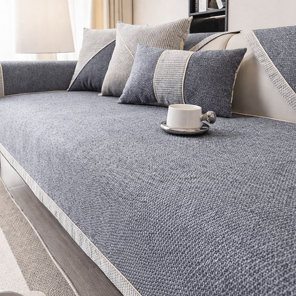Breathable all-season sofa protector, versatile cotton-linen non-slip cover for year-round comfort.