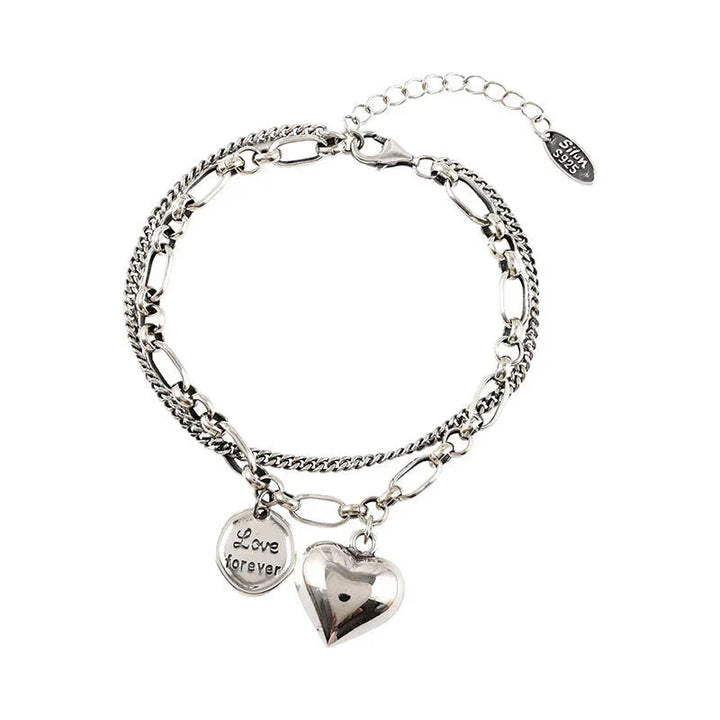 Couples' Romantic Duo Love Bracelet Set. Adjustable stainless steel matching jewelry for him & her, a perfect gift.