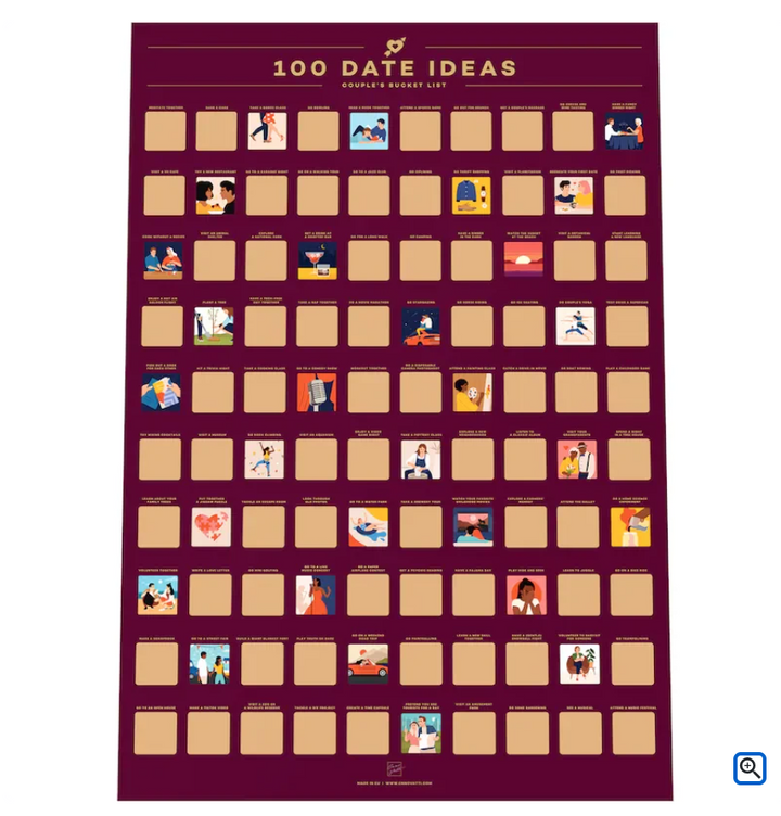Romantic scratch-off date calendar, a perfect couples gift for anniversary or birthday, strengthening relationships.