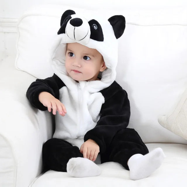 Cute toddler lion jumpsuit: warm animal themed sleepwear, perfect flannel outfit & baby gift idea.