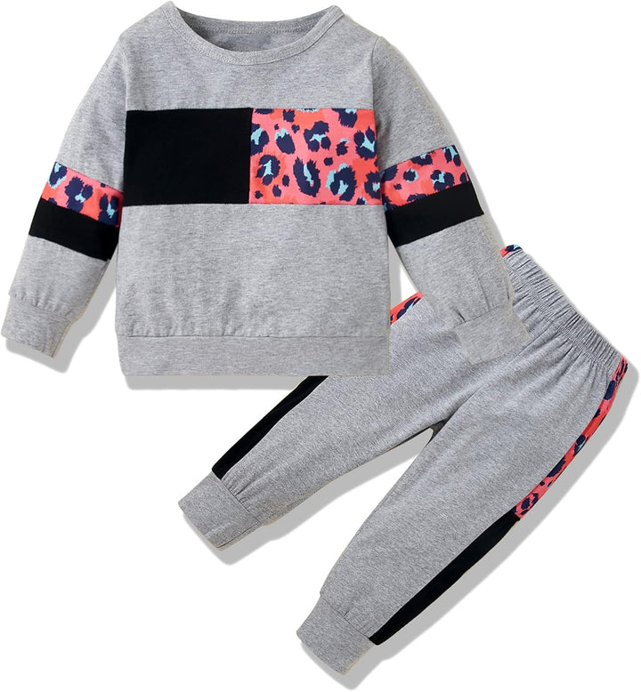 Winter-ready cotton sweater and trouser set in a lovely color for girls.