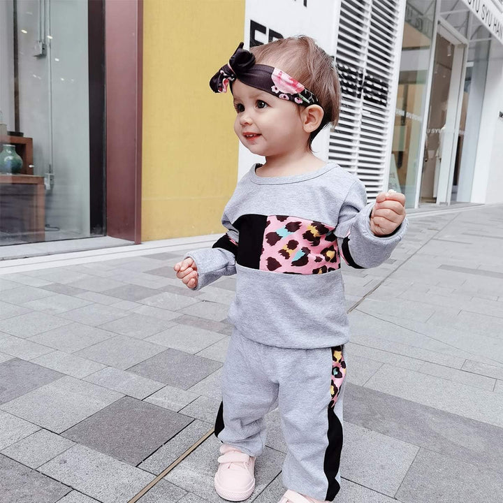 Chic baby girls' cotton sweater and trouser set, great for kidsfashion.