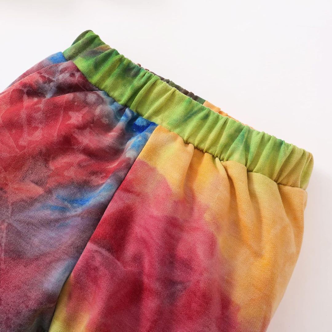 Girls' cotton knit sweater and comfortable elastic-waist trousers.