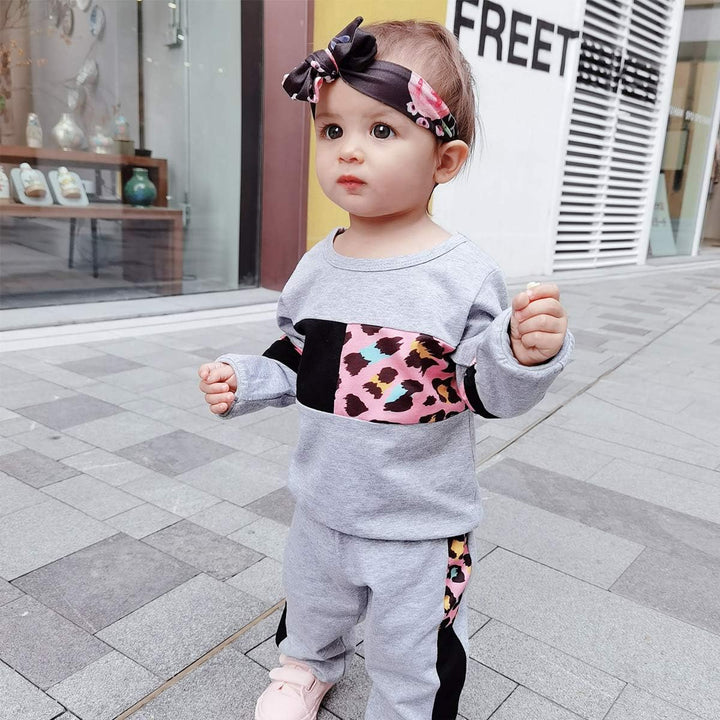 Winter collection: Girls' cozy cotton sweater and trouser set.