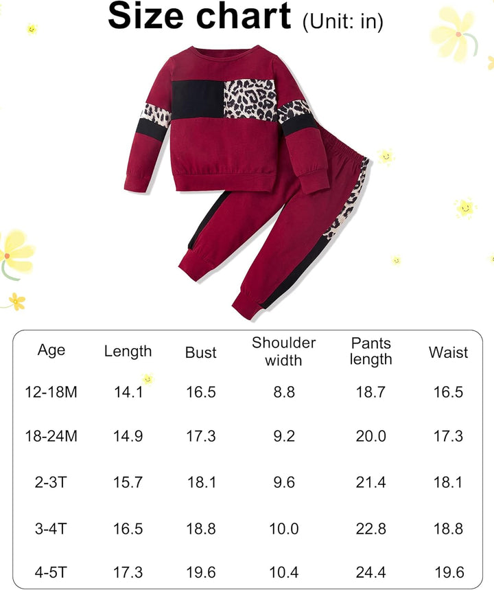 Warm girls' cotton sweater and trouser set, excellent for nursery.