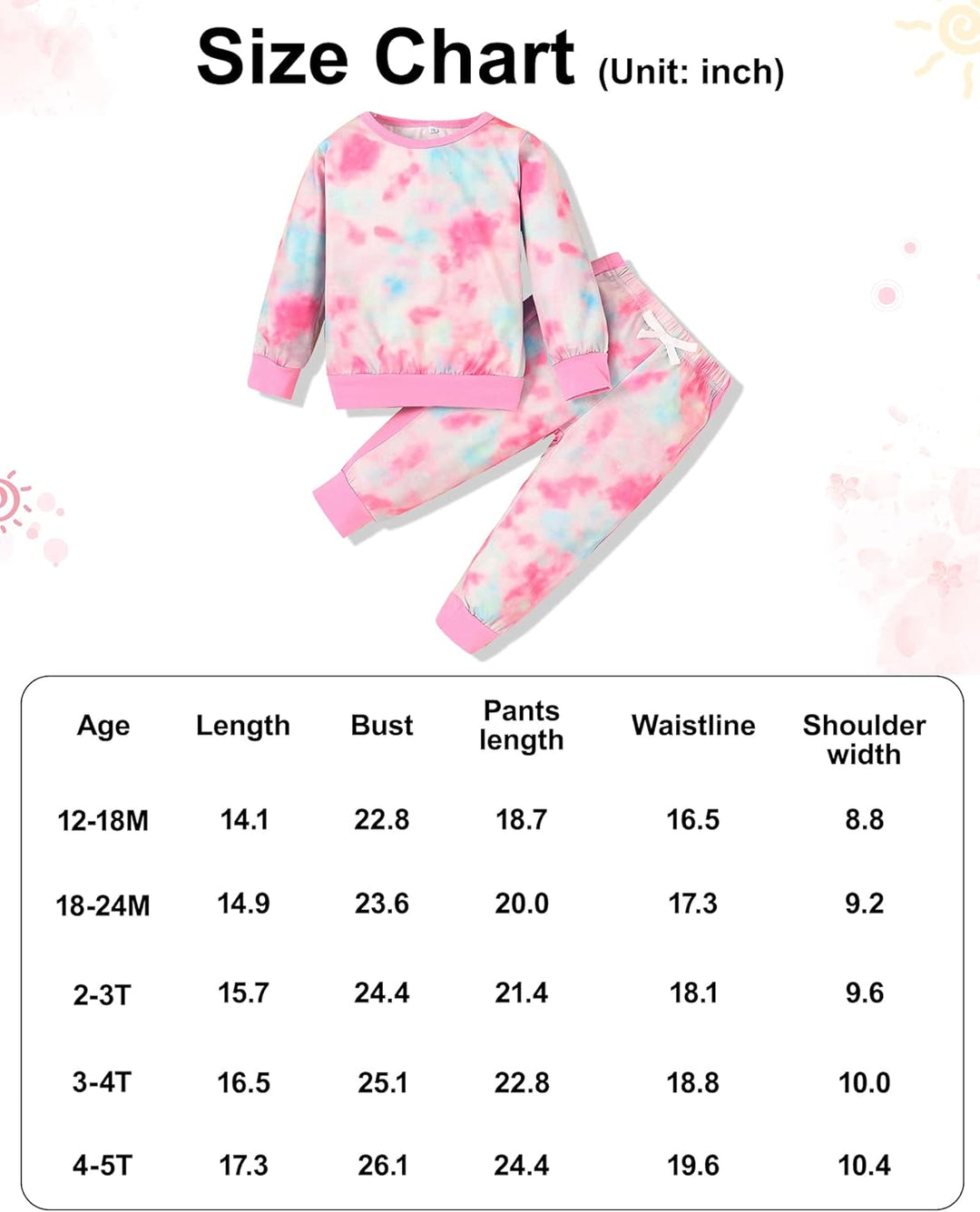 Girls' crewneck cotton sweater and comfy trousers, easy dress outfit.