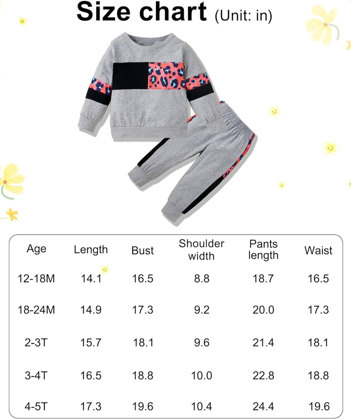 Practical girls' cotton sweater and trouser set, easy care fabric.