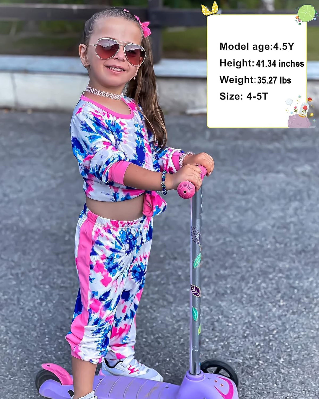 Girls' long-lasting cotton sweater and trouser set, made to grow.