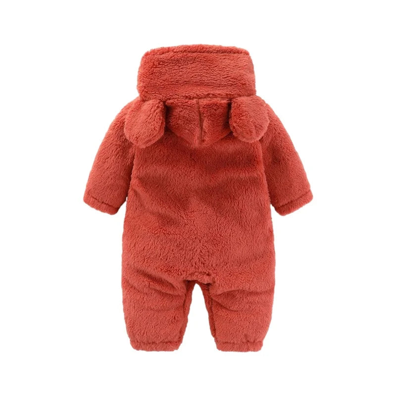 Soft fleece baby onesie by CuddleCub. Comfortable toddler jumpsuit, ideal for cold weather outfit.