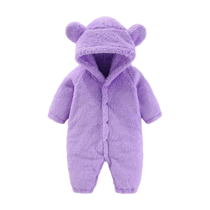 Plush CuddleCub fleece onesie, warm baby & toddler jumpsuit. Soft winter sleepwear for infants.