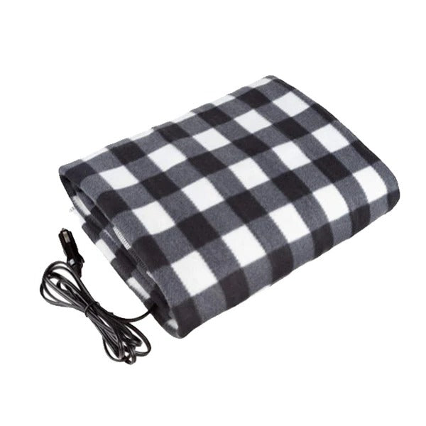 Soft electric heated throw blanket in blue plaid, offering cozy warmth, adjustable heat, and home comfort.