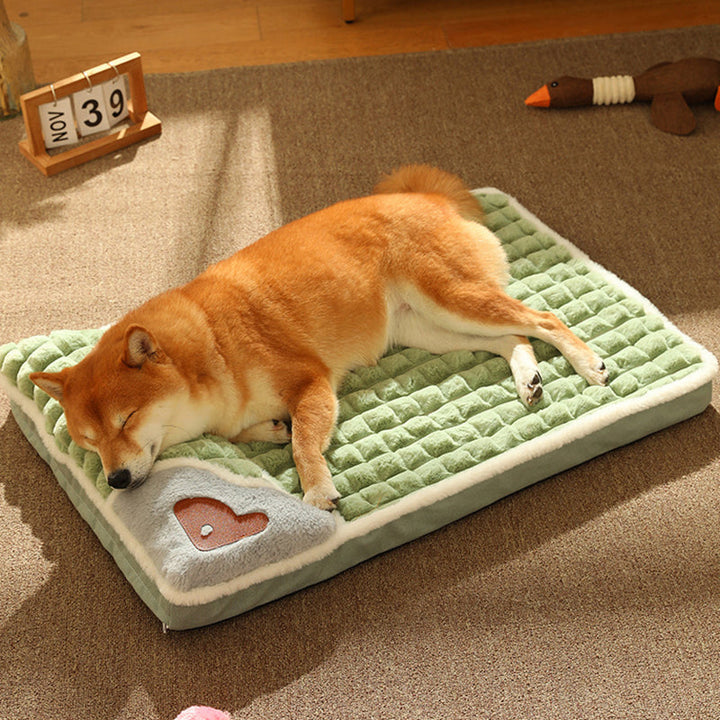 Warm plush dog bed, suitable for medium pets. Acts as a luxurious fleece pet sofa.