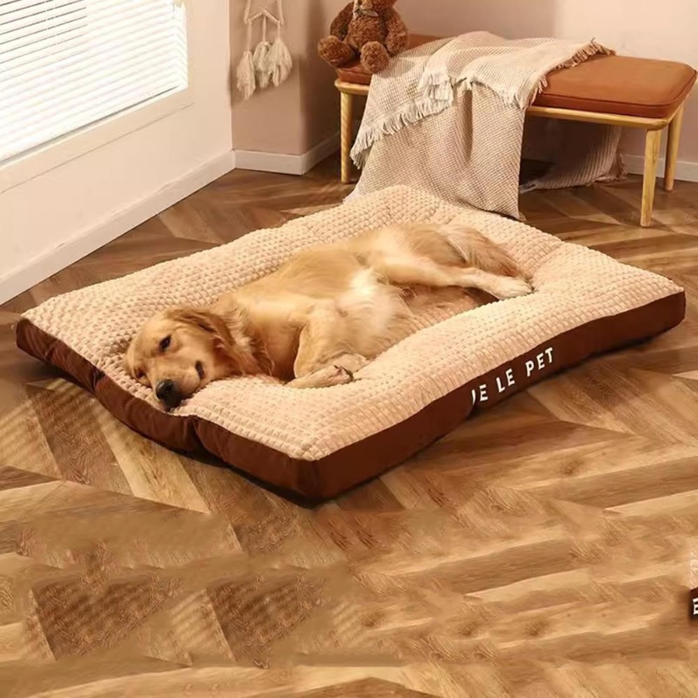 Cozy fleece dog bed for ultimate pet comfort; plush, soft & inviting for restful sleep.