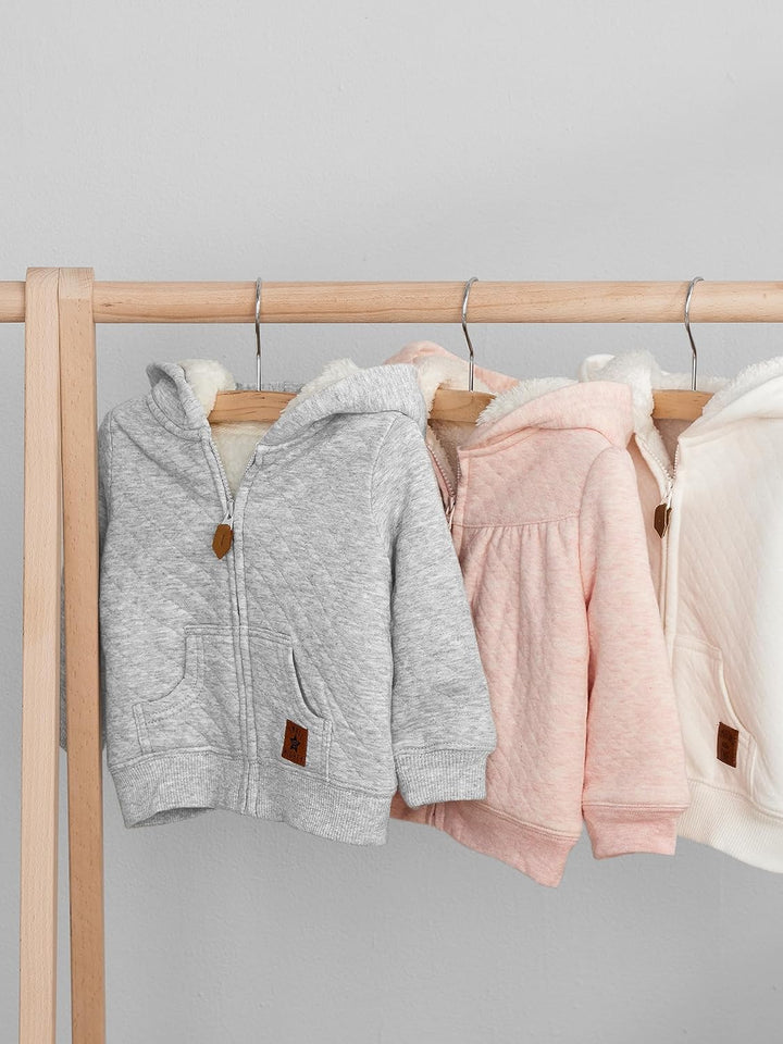 Soft touch baby hoodie, fleece-lined for ultimate comfort, a must-have for winter baby gear.