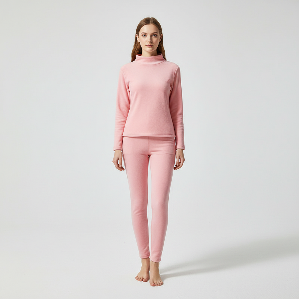 Stylish women's fleece loungewear set with pullover, ideal for fall and winter seasons