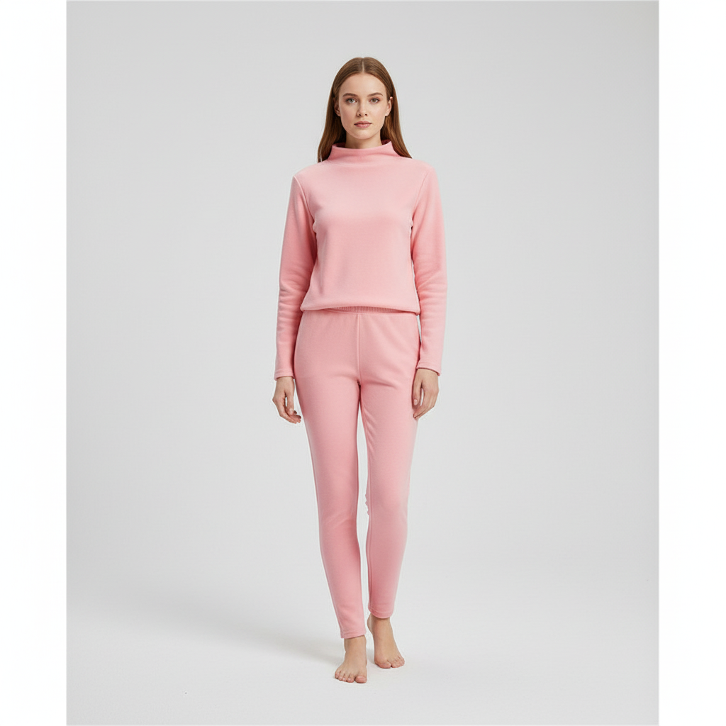 Luxurious fleece women's two-piece set, designed for ultimate coziness and casual loungewear