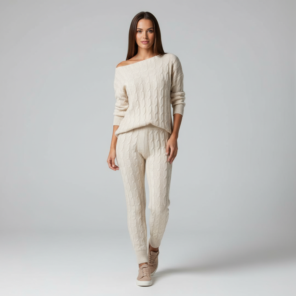 Women's Paulina knitted two-piece set, ideal casual wear in comfortable, soft knitwear.