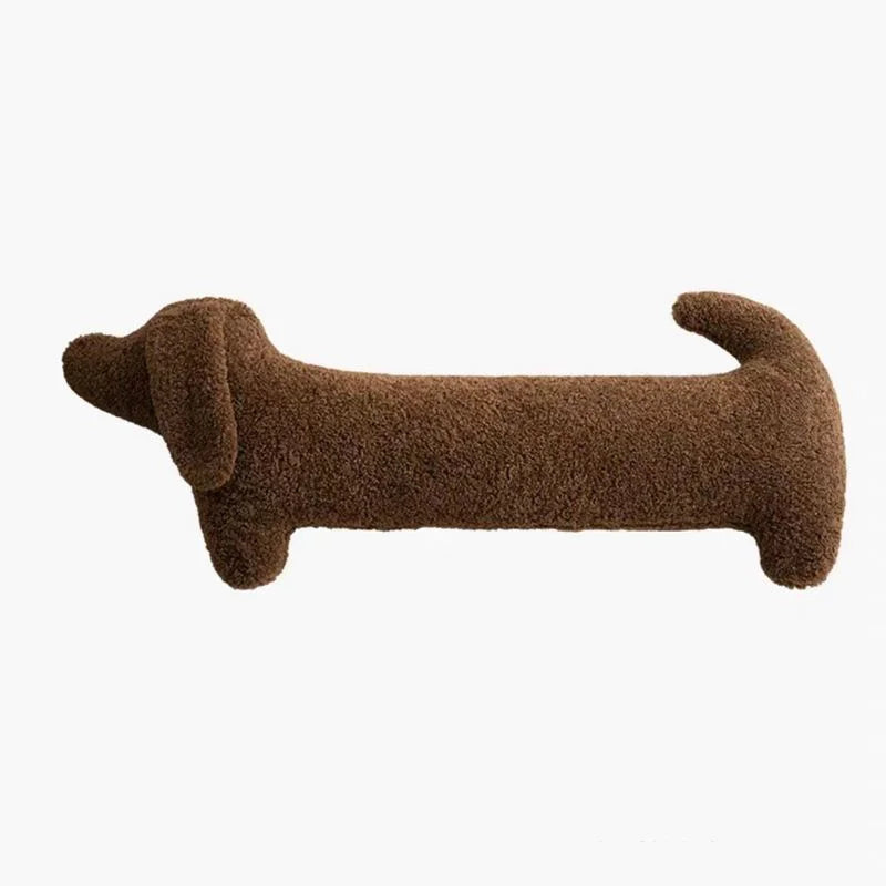 Huggable Dachshund animal pillow, long design, plush & cozy for sofa or bed decor.
