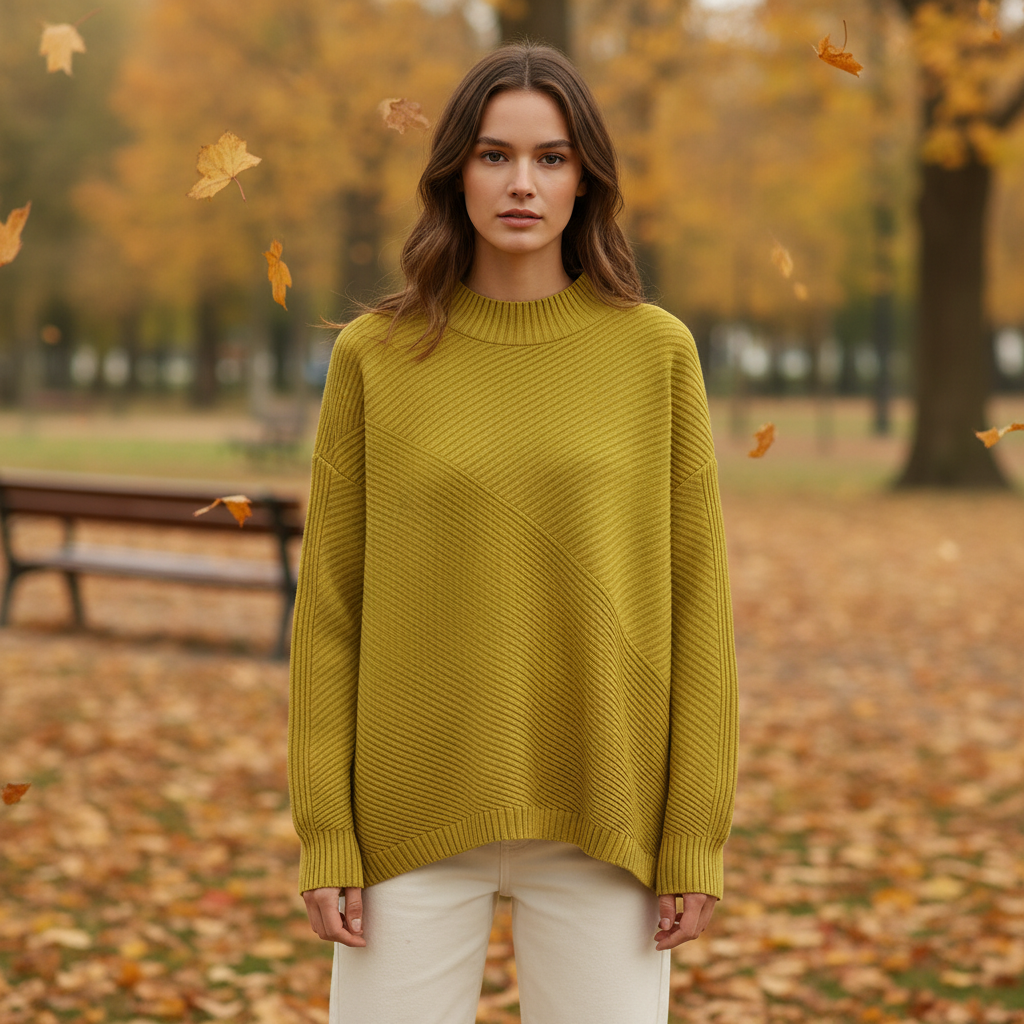 Cozy loose fit half-roll neck knitted sweater for women, vintage style in autumn winter fashion