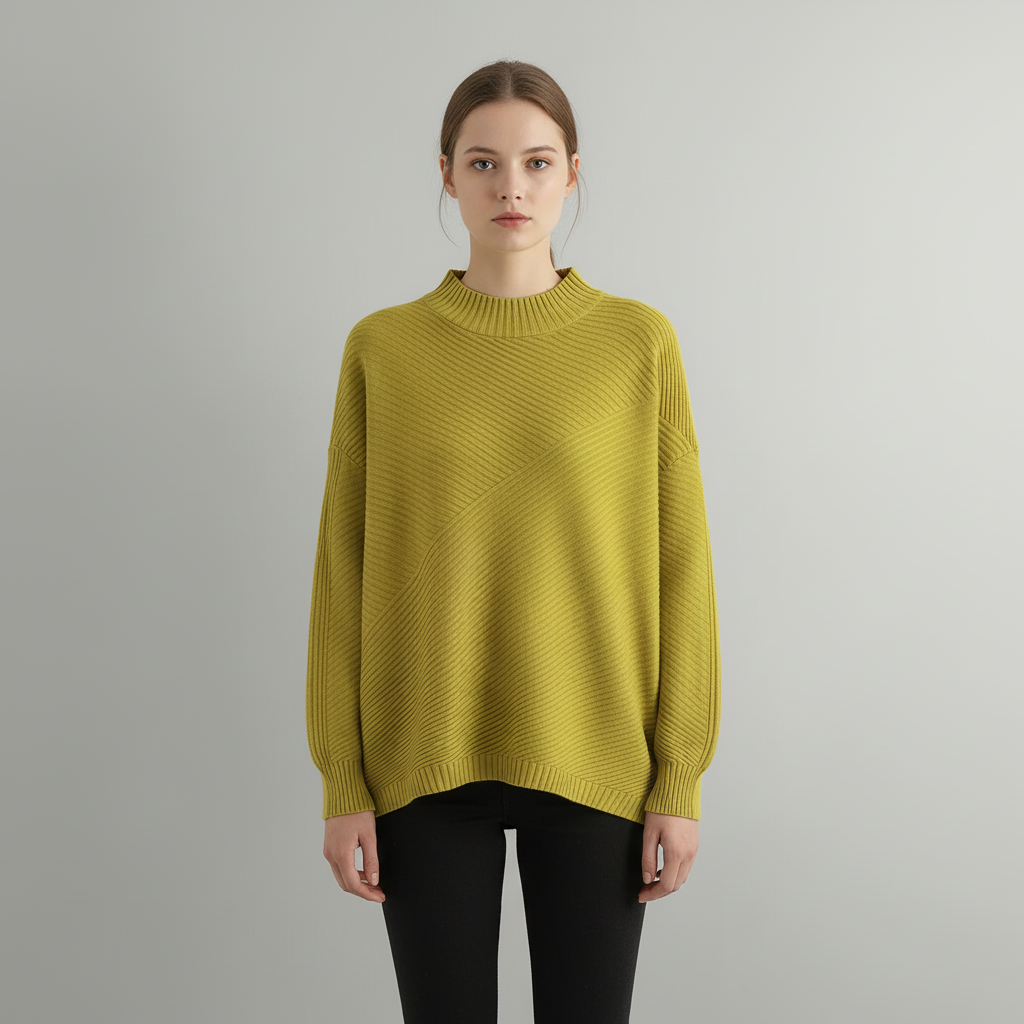Women's Silvia knitted loose fit half-roll neck sweater, versatile acrylic polyester blend
