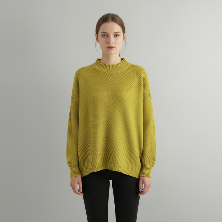 Women's Silvia knitted loose fit half-roll neck sweater, versatile acrylic polyester blend