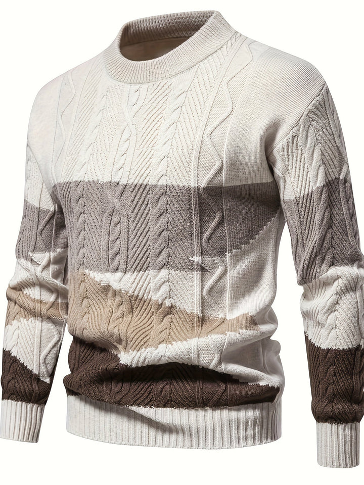 Cozy men's round neck sweater, ideal for ultimate comfort and warmth in fall & winter fashion.