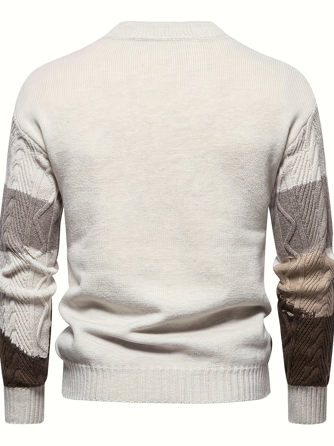Plain knitted men's sweater with round neck & long sleeves, ideal for comfortable everyday wear in fall/winter.