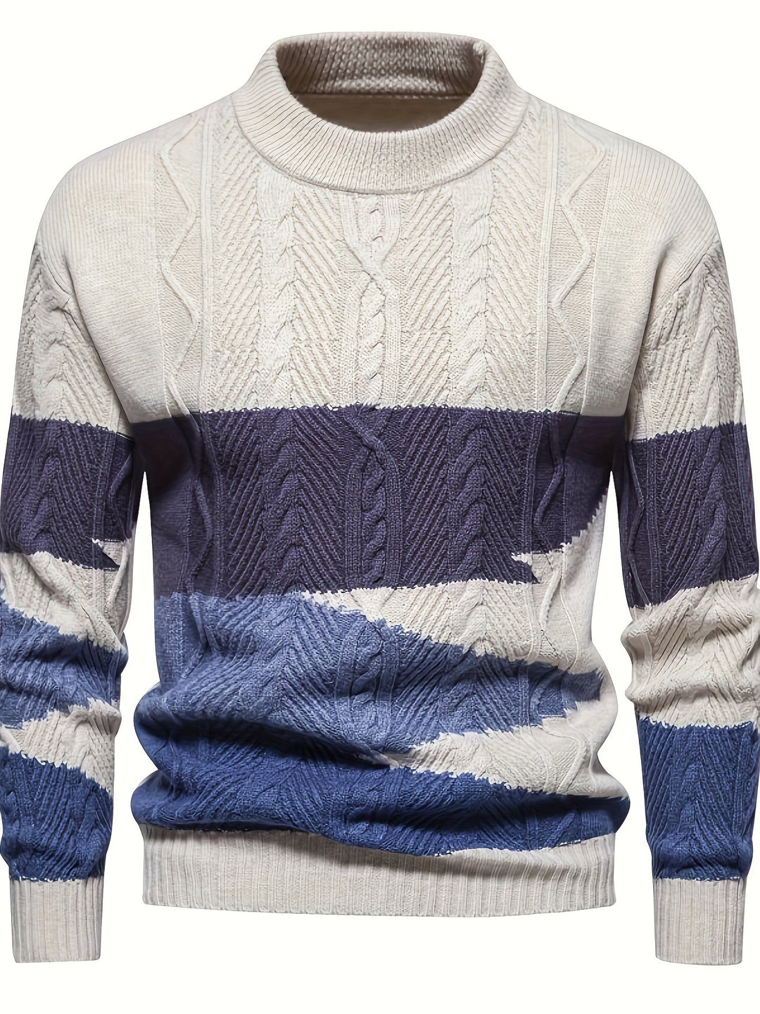 Men's warm long sleeve sweater for chilly fall evenings and cold winter days. Casual, comfy, round neck.