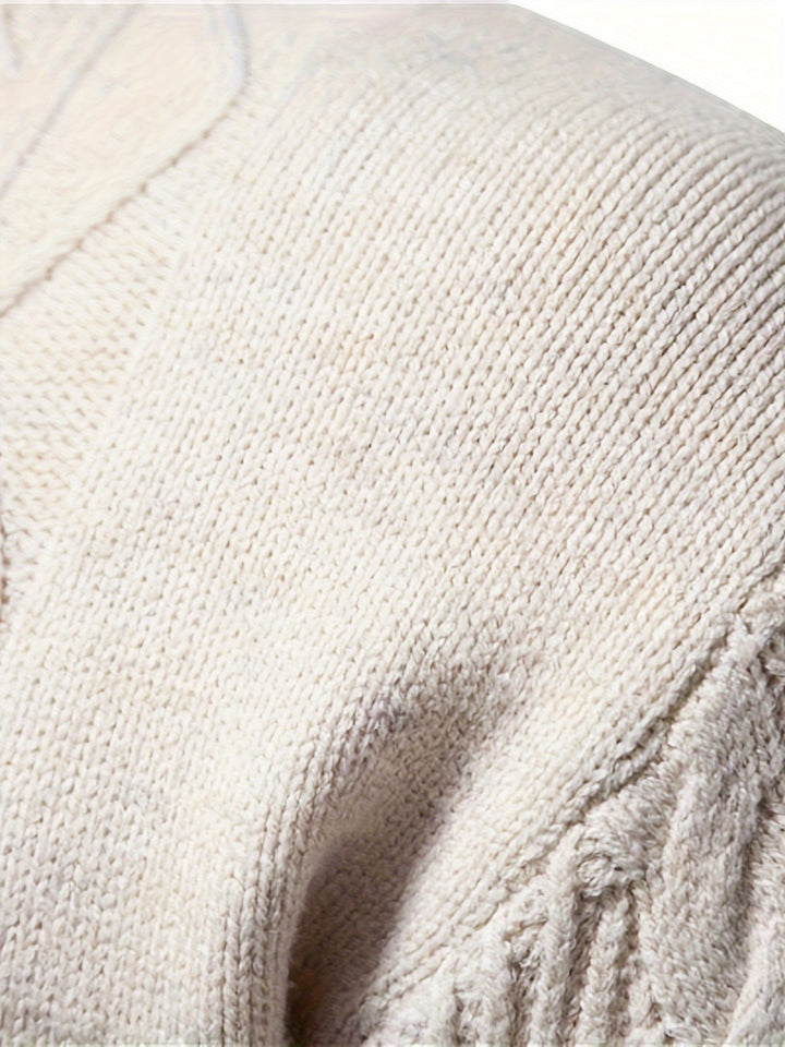 Soft knitted men's round neck sweater, a cozy everyday staple for fall & winter comfort and versatile style.