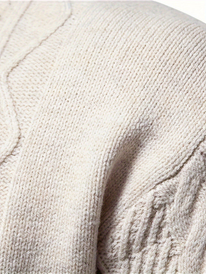 Comfortable men's casual sweater for fall & winter. Warm, long sleeve, round neck knit, perfect for everyday style.