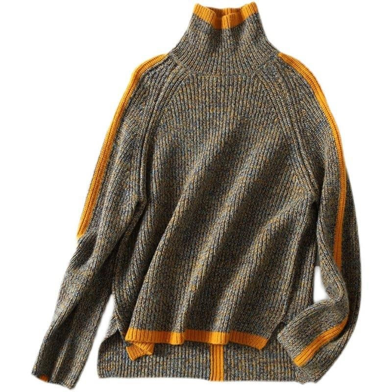 Soft orange knitted women's pullover sweater. Effortless style, machine washable, cozy comfort for fall & winter outfits.
