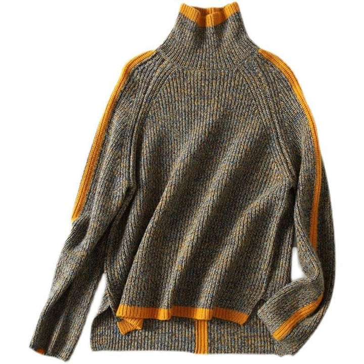 Soft orange knitted women's pullover sweater. Effortless style, machine washable, cozy comfort for fall & winter outfits.