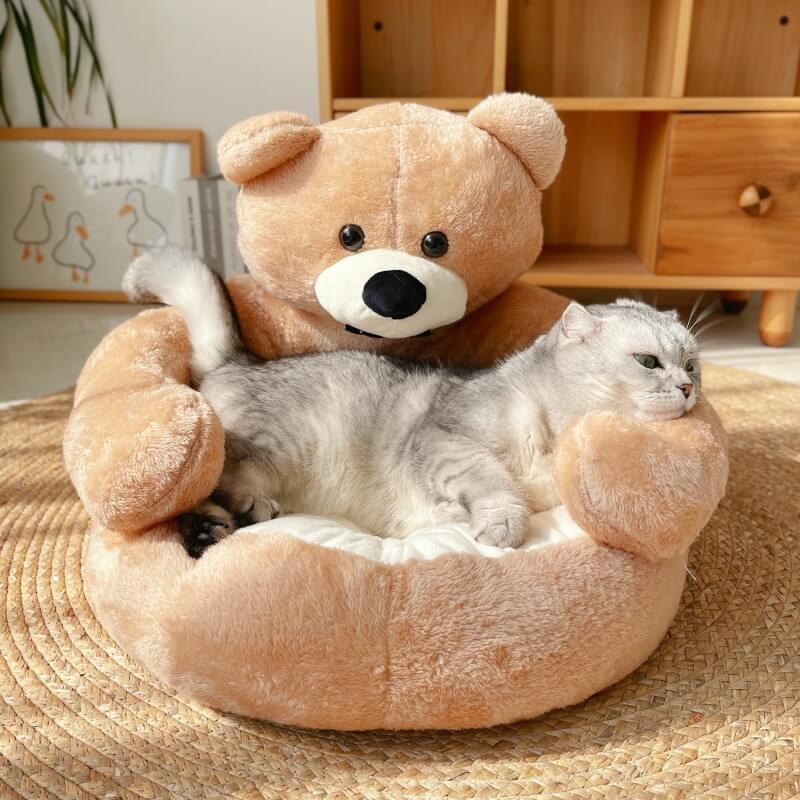 Cozy plush adjustable dog & cat bed, providing ultimate comfort for your furry friend.