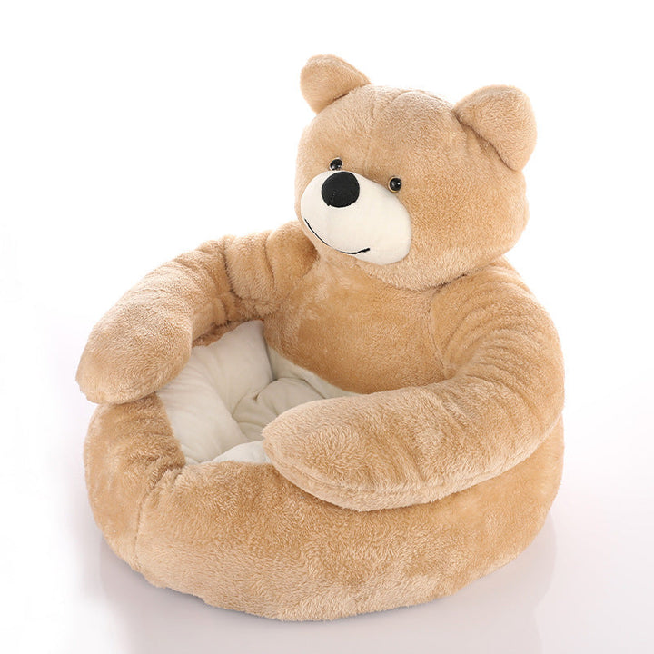Soft furry friend bed, an adjustable plush design ensuring cozy comfort for dogs & cats.