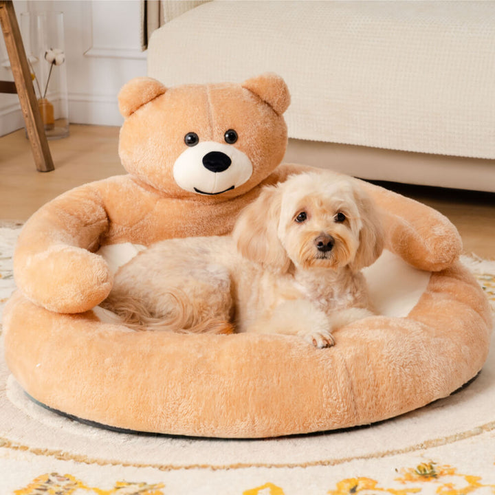 Adjustable pet bed with luxurious plush fabric, a comfortable retreat for dogs and cats.