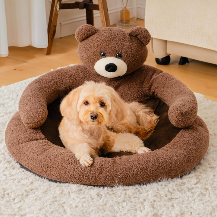 Luxurious plush pet furniture, this adjustable pet bed is perfect for dog and cat comfort.